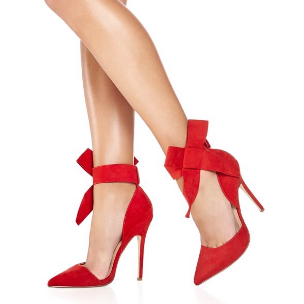 JustFab “Hadley” Suede Criss Cross Pumps